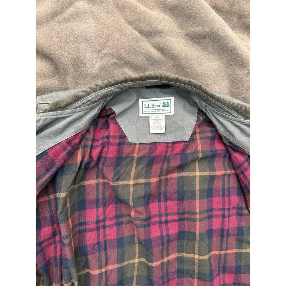 LL Bean Men's Original Field Coat Cotton flannel-Lined Size XXL Olive Green - Picture 3 of 10